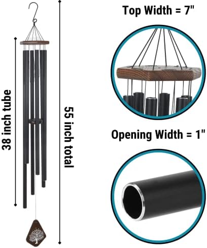 The Wind Chime CO Memorial 55” Deep Tone Large Wind Chime, Sympathy Wind Chimes Gift for The Loss of A Loved one, Memorial Wind Chimes for Outside Decoration, Soothing Melodic Tones with Mute Option. - Image 4