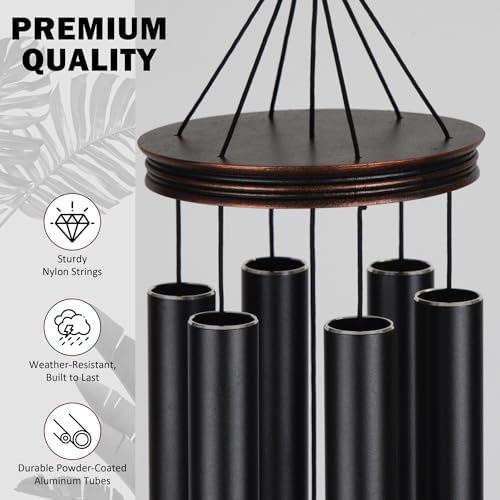 Vanquer Large Wind Chimes for Outside Deep Tone - 46'' Outdoor Clearance, Windchimes Outdoors, Memorial Wind Chimes, Sympathy Gift, Patio, Garden, Home Décor, Vintage Black (46" Cardinal) - Image 4