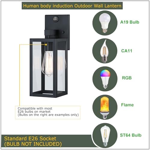 GRUENLICH Outdoor Wall Light Fixture Dusk to Dawn, PIR Motion - Image 3