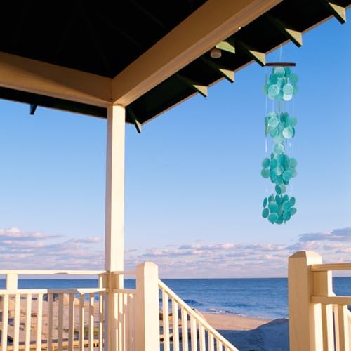 Woodstock Chimes Asli Arts Collection, Capiz Waterfall, 40'' Azure Capiz Wind Chimes for Outdoor, Patio, Home or Garden Décor, Wind Chime for Mom Christmas/Hanukkah Gifts (CWRA) - Image 5