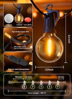 Brightown Outdoor String Lights, 100FT 50+2 G40 Bulbs Shatterproof Patio Lights, IP65 Waterproof Dimmable Hanging Connectable Globe LED Outdoor Lights for Backyard, Bistro, Porch, Deck, Balcony - Image 3