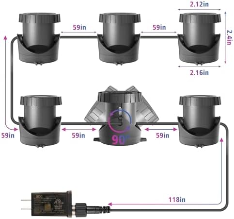 T-SUN Color Changing Pond Lights, 6 Lightheads with Bluetooth APP Control - Image 7