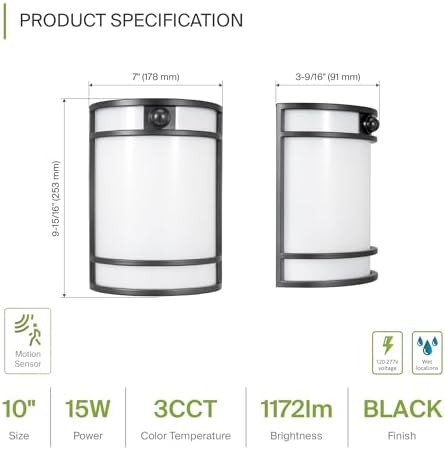 ASD LED Outdoor Sconce Lights, Motion Sensor 3000K 4000K 5000K Black 4 Pack - Image 2