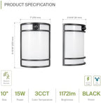 ASD LED Outdoor Sconce Lights, Motion Sensor 3000K 4000K 5000K Black 4 Pack - Image 2