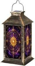 Solar Hanging Lantern Golden Celestial Compass Radiant Sun Purple Galaxy Waterproof LED Lights Decor Patio Yard Lawn Porch Lamp, Birthday Gift for Mom Women Garden Outdoor Decor by Unknown