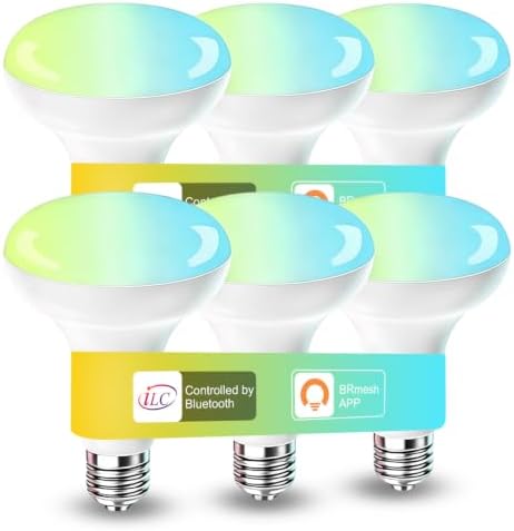 ILC BR30 LED Recessed Can Light Bulbs, Indoor Flood Light Bulb, Bluetooth APP Control, 2700K-6000K Tunable with Sleep/Wake Modes, E26 Base 10W 900LM (70W Equiv.), Fits 5"/6" Recessed Cans, 6 Pack by iLC
