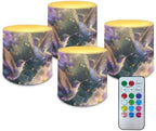 Hummingbird LED Flameless Candles with Realistic Dancing Flame Waterproof Outdoor Battery Operated Pillar Lights with Remote (4 Pack, 3 Inch) for Parties Home Public Elegant Events by YUVAMAGIMO