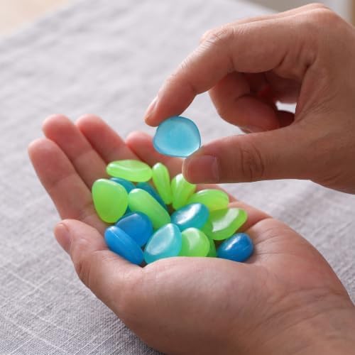 300pcs Glow in Dark Resin Pebbles, for Garden Aquarium - Image 7