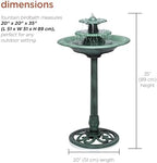 Alpine Corporation 35" Tall 3-Tier Outdoor Pedestal Water Fountain – Durable Resin Cascading Water Feature and Birdbath for Garden, Patio, Deck, and Backyard, Green - Image 3
