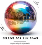 12 Inch Stainless Steel Gazing Globe,v2croft Hollow Ball Mirrored Surface Polished Shiny Sphere,Garden Stainless Steel Gazing Ball for Outdoor Lawn Pond Yard Ornament(rainbow) - Image 2