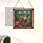 Gnome Making jam Stained Glass Suncatcher – Square Hanging Window Panel for Home, Garden, Nursery, Halloween, Christmas, Memorial Day – Whimsical Glass Art Gift for Gnome Lovers 8ddf8a - Image 4