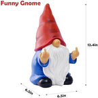 Middle Finger Gnome Statue 12.4in, Large Naughty Garden Gnome Statue Decoration and Lawn Ornament - Funny Garden Gnomes for Outdoor or Home Decor - Image 2