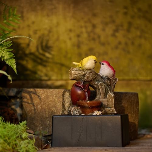 TERESA'S COLLECTIONS Tabletop Water Fountain Bird LED Pump Indoor 9.4“ - Image 3