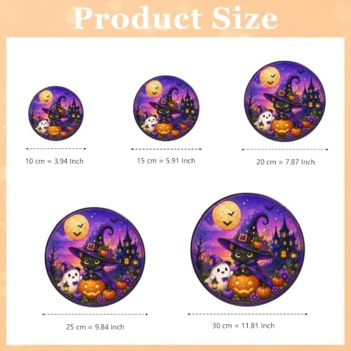 Halloween Window Hanging Suncatcher, Black Witch Cat Pumpkin Stained Glass Art Jack‑O‑Lantern, Spooky Cute Gothic Witchy Home Wall Ornament Fall Sun Catcher for Cat 11.81" - Image 6