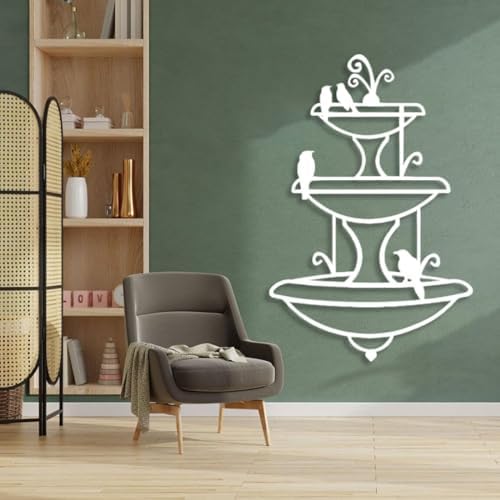 Fountain and Birdbath Metal Wall Art, Minimalist Style - Image 6