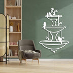 Fountain Metal Wall Art, Metal Birdbath Wall Art, Fountain Wall Decor, Garden Wall Decor, Waterfall Wall Art, Patio Wall Decor, Minimalist Wall Art, Outdoor Wall Art (48"x32" | 121x80.5 cm, Gold) - Image 6