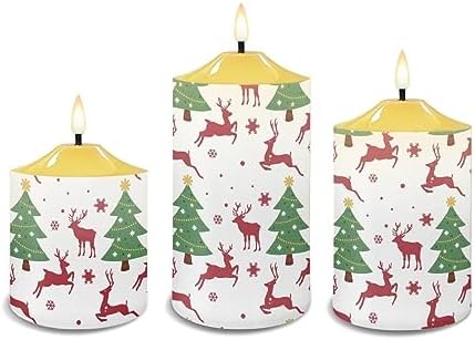 Cozeyat Christmas Decoration Flameless Electric Candles with Remote Battery Operated Christmas Tree Elk Design Waterproof Flameless Candles, Flameless Bullet Floating Candles 3 Pieces - Image 2