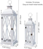 Perfnique Farmhouse Outdoor Lanterns for Patio, Set of 2 White Rustic Lanterns Decor, Vintage Hanging Candle Holder Decorative for Porch, Garden, Yard, Indoor (No Glass) - Image 4
