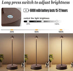 2Pack Rechargeable Cordless Table Lamp, Portable Powered LED Battery 6000mAh Metal USB Desk Lamp, 3 Levels Brightness Light for Restaurants Outdoor (2pack ferruginous) - Image 4