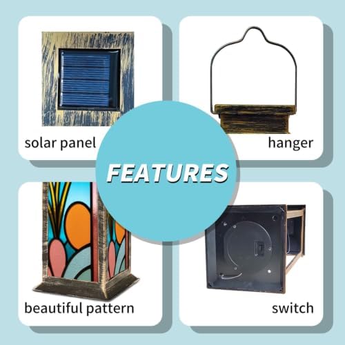 Solar Lantern Retro Frosted Glass Fox Art Outdoor Waterproof Garden Hanging Lantern Solar Powered Lighting Outside Solar Light for Patio Yard Camping, Gifts for Women Mom - Image 5