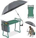 OAOA innovation 2-in-1 Garden Kneeler with Umbrella, Kneeling Bench & Grey Umbrella, Portable Stool 330lb Capacity, Garden Tools Bag with Bottle Holder, Gardening Gift for Men Women Seniors by Unknown