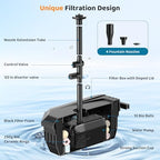 Antfraer 25W Solar Pond Pump with Filter Box, Outdoor Solar Pond Filter Fountain Kit for Garden Pond Waterfall, Includes Adjustable Nozzles, Tubing & Filtration Media - Image 4
