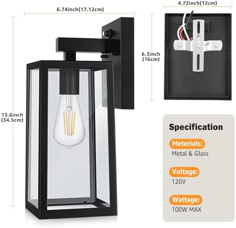 13.6" Dusk to Dawn Sensor Outdoor Wall Lighting, Extra Large Wall Sconce - Image 2