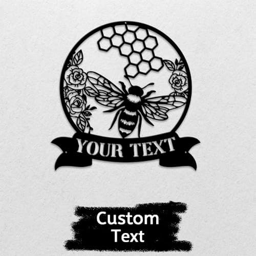 MeMate Garden Sign to Personalize, Bee Farm Sign, Custom Name Sign Metal for Bee Lovers, Bee Garden Art Decorations, Personalized Bee Farm Sign, 8-24 inches Large Metal Sign, Gift for Beekeeper - Image 2