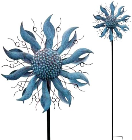 Red Carpet Studios Windspinner Garden Decor Metal Wind Spinner Yard Art with Weather Resistant Steel Stake, Stands 57" Tall, Blue and Bronze Coneflower by RedCarpetStudios