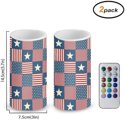 Independence Flag Design 2 Pack Set Flameless Candles, Flameless Flickering Electric Candle, Battery Operated LED Lights for Table, Festival Celebration, Porch and Patio - Image 4