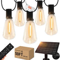 50ft Solar Outdoor String Lights with Remote - USB Rechargeable Solar Powered Outdoor Patio Lights, Larger 1.5W Solar Panel, Timer, Dimmable Shatterproof ST38 Bulbs for Backyard, Garden, Pool by GHUSTAR