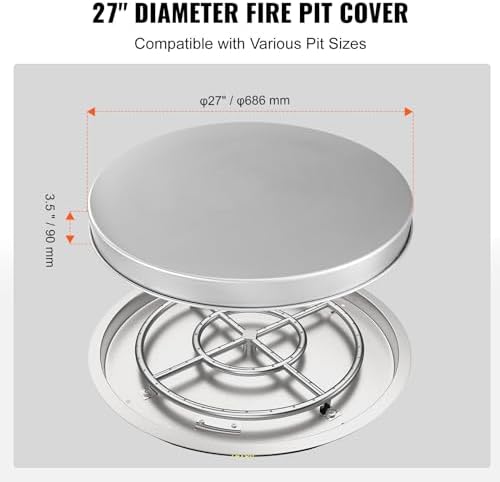 VEVOR Fire Pit Cover Lid, Compatible with The Solo Stove Bonfire 27" Portable Firepit Spark Screen,Stainless Steel Metal Cover, Wood Burning and Camping Stove Accessory, for Outdoor Patio Backyard - Image 5