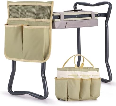 Ohuhu Upgraded Garden Kneeler and Seat 2-in-1 Foldable Gardening Stool with Detachable Soft Kneeling Pad, Garden Bench Heavy Duty with Large Tool Bag and Pouch, for Women Men Gardener - Image 7