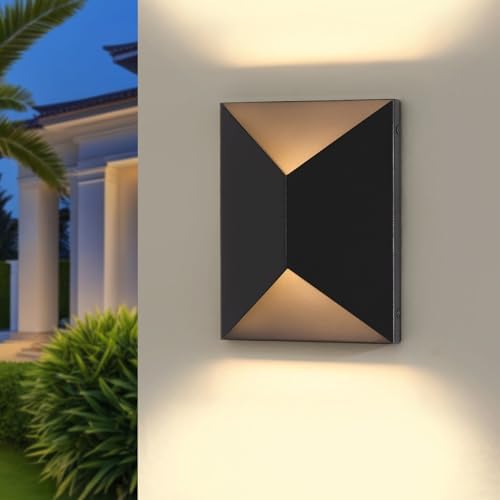 Fire Wolf LED Aluminum Porch Sconce Lights - Modern Exterior Wall Sconce, Up and Down Light Waterproof, 12W, 3000K, Black for Garage Enterway by Unknown