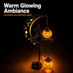 Halloween Solar Garden Stake Light Crescent Moon Black Witch - Image 5