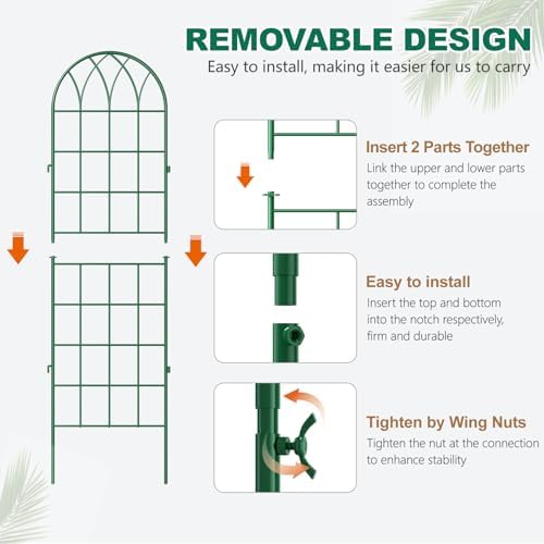 4 Pack Metal Garden Trellis for Climbing Plants, Green - Image 4