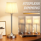 Kakanuo Cordless Table Lamp Rechargeable Silver - 1 Pack 4000mAH Battery Operated Lamp for Decor, 3000K Stepless Dimming Touch Control Wireless Lamp for Bedroom, Dining Table, Counter, Living Room - Image 2