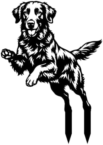Dog Metal Garden Stake - Weatherproof Dog Silhouette Yard Art, Decorative Outdoor Sign for Lawn & Patio, Heartfelt Gift for Flat Coated Retriever Lovers(Jump,10") by VORISCAPE