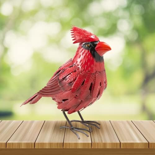 Cardinal Statue Metal Bird Yard Art, Garden Yard Sculpture Art - Red Large Realistic Standing - Christmas, Outdoor Fall, Winter, Spring, Summer Decoration - Handmade Ornament Decor Mom, Sympathy Gifts by Gute