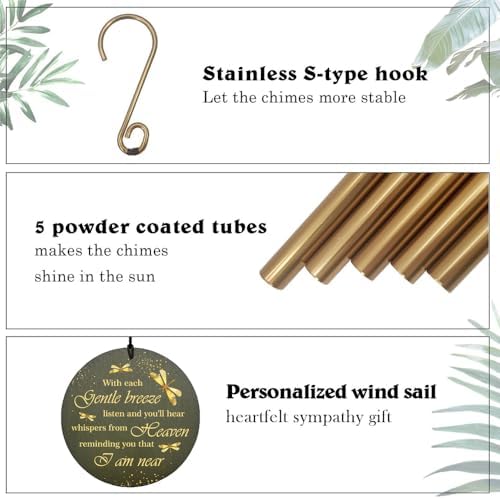 Personalized Sympathy Dragonfly Wind Chimes Memorial Gifts - Image 4