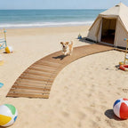 6FT Curved Wooden Garden Pathway Walkway Outdoor Roll Out Decorative Garden Non-Slip Patio Path Decorative Boardwalk Outdoor Road Floor for Backyard Beach Wedding Party - Image 4