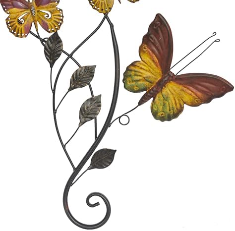 Deco 79 Metal Butterfly Home Wall Decor Indoor Outdoor Wall Sculpture with Scroll Details, Wall Art 15" x 1" x 29", Multi Colored - Image 4