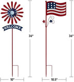 A ANLEOLIFE Decorative Garden Stakes for Outside, Metal Garden Decor Rustic American Flag and Welcome Sign, Yard Stakes Indoor & Outdoor Patio Lawn - Image 2