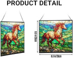 Roan Appaloosa Horse Walking Across Stony Ridge Square Suncatcher – Stained Glass Style Window Panel with Pastoral Scene, Custom Decorative Hanging Art for Equestrian Home, Christmas kdIaAx - Image 2
