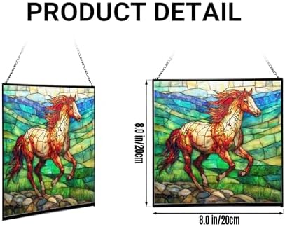 Roan Appaloosa Horse Walking Across Stony Ridge Square Suncatcher – Stained Glass Style Window Panel with Pastoral Scene, Custom Decorative Hanging Art for Equestrian Home, Christmas kdIaAx - Image 2