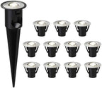 Low Voltage In Ground Lights 12PK 0.6W LED Spotlights 12V AC Outdoor Light 7 Lumens Landscape Lighting Kit 3200K with Spike Stake and Connector for Pathway Garden, Yard, Lawn by LLLIGHTINGLIVING