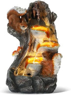 Grepatio Outdoor 4-Tiers Cascading Water Fountain, Garden Waterfalls Fountain with LED Lights, Indoor/Outdoor Floor Standing Water Fountains with Pump for Patio, Yard, Deck Decor with 2 Squirrel Look by Takesyoutohaveawonderfullife