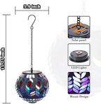 Mosaic Solar Lantern Outdoor Waterproof Glass Hanging Solar Lights, Black - Image 2