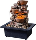 Haobos Indoor Tabletop Fountain 3-Tier Rockery Relaxation, Soothing Sound Home/Office/Bed Room Decor,Gifts for Mom/Grandma Relaxing Waterfall Meditation Tabletop Fountain LED Lights by Haobos