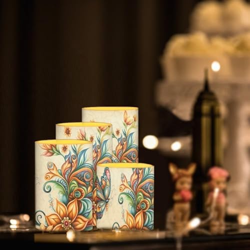 GLENLCWE Sunflower Butterfly Flameless Candles Battery Powered LED Candle with Remote Timer Color Changing Control Set of 4 for Indoor Outdoor Beach Wedding Coastal Home Decorations - Image 2
